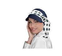 MASUMI Wendbarer Sonnenhut, Strandhut, UV-Schutzfaktor 50+, Sommermütze, faltbar, leicht, breite Krempe, Katia, Plus: Marineblau mit Punkten, Einheitsgröße