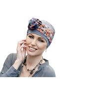 MASUMI Yanna - Damen Mütze für Chemotherapie, Krebspatienten und Frauen mit Haarausfall - Turban-Stil - aus Bambus (Steingrau/Allora)