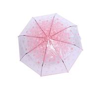 Masyrt Regenschirm Transparent, 1 Stück, Kleine Kinderschirme, Kleine Mädchen und Damen, Regenschirm mit Sakura-Muster, Blumen, Leicht, Transparent, Winddicht, Reiseschirm, Modisch (Rosa)