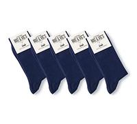 Mat & Vic's blaue Socken Herren 47-50, feine Strümpfe aus Cotton Baumwolle gekämmt, Herrensocken für Freizeit, für Business Männer Damen, dunkelblau navy blau, Größe 47-50, 5 Paar