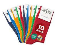Mat & Vic's bunte Socken Herren 39-42, feine Strümpfe aus Cotton Baumwolle gekämmt, Herrensocken für Freizeit, für Business Männer Damen, mehrfarbig bunt Fun Colors, 10 Paar