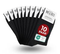 Mat & Vic's schwarze Socken Herren 47-50 Baumwolle schwarz/black socks men & women - feine Strümpfe aus Cotton, 10 Paar, für Freizeit, Anzug, Business Damen und Männer Herrensocken 47-50