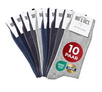 Mat & Vic's Socken Herren 35-38, feine Strümpfe aus Cotton Baumwolle gekämmt, Herrensocken für Freizeit, für Business Männer Damen, grau blau schwarz Jeans, 10 Paar