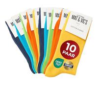 Mat & Vic's Socken Herren 35-38, feine Strümpfe aus Cotton Baumwolle gekämmt, Herrensocken für Freizeit, für Business Männer Damen, mehrfarbig bunt Trend Colors, 10 Paar