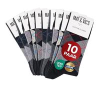 Mat & Vic's Socken Herren 39-42, feine Strümpfe aus Cotton Baumwolle gekämmt, Herrensocken für Freizeit, für Business Männer Damen, Black Collection - kariert Raute Argyle, 10 Paar