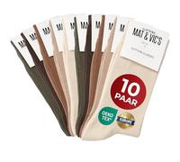 Mat & Vic's Socken Herren 47-50, feine Strümpfe aus Cotton Baumwolle gekämmt, Herrensocken für Freizeit, für Business Männer Damen, braun beige creme oliv-grün Earth Colors, 10 Paar