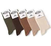 Mat & Vic's Socken Herren 47-50, feine Strümpfe aus Cotton Baumwolle gekämmt, Herrensocken für Freizeit, für Business Männer Damen, braun beige creme oliv-grün Earth Colors, 5 Paar