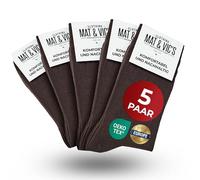 Mat & Vic's Socken Herren 47-50, feine Strümpfe aus Cotton Baumwolle gekämmt, Herrensocken für Freizeit, für Business Männer Damen, braun Coffee Bean, 5 Paar