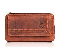 MATADOR 2in1 Echtleder Handytasche Gürtel mit Reißverschlussfach #Brisbane, mit edler Geschenkbox und RFID Schutz, Elegante Handy Gürteltasche Leder für Smartphone bis 6,9 Zoll in Braun Vintage