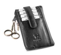 MATADOR 2in1 Schlüsselmäppchen Leder #BRISTOL mit edler Geschenkbox, Autoschlüssel Tasche, Schlüsseletui, RFID Kartenetui mit 4 Fächer, Luxus Schlüsseltasche mit mehreren Fächern, Schwarz Nappa