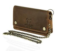 MATADOR Biker Portemonnaie Herren mit Kette Leder #Dallas mit edler Geschenkbox, Elegantes Portmonee mit Kette und RFID Blocker, Luxus Biker Geldbörse Viele Kartenfächer in Braun Hunter