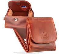 MATADOR Geldbörse Herren Klein Leder Wien Mini Geldbeutel mit edler Geschenk Box, Elegantes Portmonee Klein mit RFID Blocker, Luxus Kleine Geldbörse Herren mit vielen Fächern in Vintage Braun