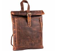 MATADOR kleiner Rucksack Damen Leder 'MAASTRICHT', eleganter Tagesrucksack Tagesrucksäcke, Damen-Rucksackhandtaschen Rucksack-Damen Backpack Women Rucksäcke City Bag Lederrucksack in Hunter Braun