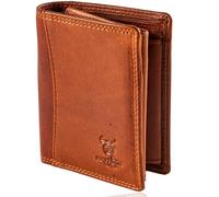 MATADOR Kleines RFID Blocker Portemonnaie Herren Klein Leder | Kleine Geldbörse Frauen Slim Wallet mit Münzfach | Portmonee Brieftasche Männer Klein mit Geschenk-Box | Vintage Braun