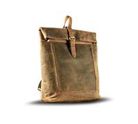 MATADOR Leder Rucksack Damen Groß 'MAASTRICHT XL', eleganter Rolltop Damenrucksack Cityrucksack Rucksacktasche diebstahlsicher, Rucksack-Damen City Bag Tagesrucksack Lederrucksack in Vintage Braun