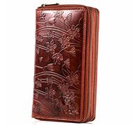 MATADOR Portemonnaie Damen Gross Leder #Madrid mit edler Geschenk Box, Elegantes Damen Portemonnaie Groß mit RFID Blocker, Luxus Frauen Portmonee Viele Kartenfächer in Blumen Braun