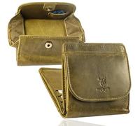 MATADOR Portemonnaie Damen Klein Leder Wien Mini Geldbörse mit edler Geschenk Box, Eleganter Geldbeutel Klein mit RFID Blocker, Luxus Kleine Geldbörse Damen mit vielen Fächern in Grün Hell