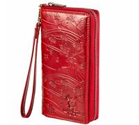 MATADOR Portemonnaie Damen Leder #Cadiz mit edler Geschenk Box, Elegante Geldtasche Damen mit RFID Blocker, Luxus Geldbörse Frauen Geschenk Viele Kartenfächer in Blumen Rot