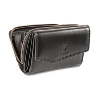 MATADOR Portemonnaie Damen Schwarz #Sevilla mit edler Geschenk Box, Geldbeutel Portmonee RFID Geldbörse Damen Schwarz, Geldbörse Frauen Leder Mittelgroß Viele Fächer, Geldtasche Brieftasche Frauen