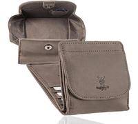 MATADOR Portemonnaie Herren Klein Leder Wien Mini Portemonnaie mit edler Geschenk Box, Eleganter Herren Kleiner Geldbeutel mit RFID Blocker, Luxus Brieftasche Mini mit vielen Fächern in Grau