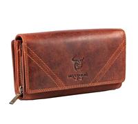 MATADOR Portmonee Damen Leder #LISSABON mit edler Geschenkbox, Elegantes Portemonnaie Damen Gross mit RFID Blocker, Luxus Geldbörse Damen Viele Kartenfächer, Braun Vintage