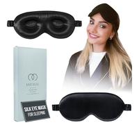 MATASSE Augenmaske aus Seide zum Schlafen mit verstellbarem Gummiband - 3D konturierte Augenabdeckung Schlafmaske mit echter Maulbeerseide inklusive Gurt für Damen und Herren (Schwarz)