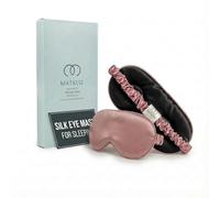 MATASSE Schlafmaske Seide 3D Aus 22 Momme Maulbeerseide Klasse 6A, Seiden Schlafmaske Mit Konturierten Augenmulden Für Damen Und Herren, Italienisches Design, Farbe: Schwarz/Rosa