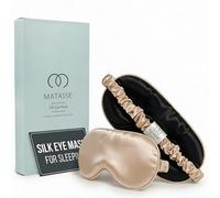 MATASSE Schlafmaske Seide 3D Aus 22 Momme Maulbeerseide Klasse 6A, Seiden Schlafmaske Mit Konturierten Augenmulden Für Damen Und Herren, Italienisches Design, Farbe: Schwarz/Champagner