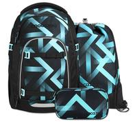 coocazoo MATE Set aus MATE + Turnbeutel + Mäppchen MatTubMap26 Laser Lights