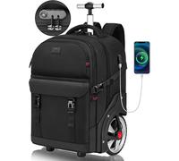 MATEIN Trolley-Rucksack mit Rollen, 17,3 Zoll, Trolley-Rucksack mit großen Rädern, 50L Reiserucksack mit Rollen, inklusive USB-Ladeanschluss & Kombinationsschloss, wasserdicht für Arbeit und Reise, Sc