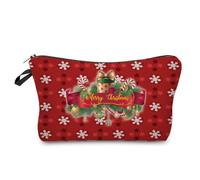 Mateju 2er-Pack Kosmetiktasche, Kulturtasche Damen, Süßer Weihnachten Tragbare Kulturbeutel Druck Make up Tasche, Kosmetiktasche Klein mit Reißverschluss für Tägliche Reisen (Frohe Weihnachten)
