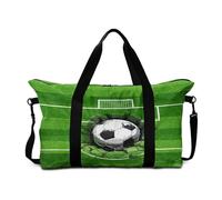 Mateju 30L Reisetasche, 3D-Fußball-Druck Sporttasche mit Abnehmbar Schultergurt, Faltbare Leicht Handgepäck Tasche, Reisetaschen für Urlaub und Sport, Schwimmbad (Grasgrün,30L)