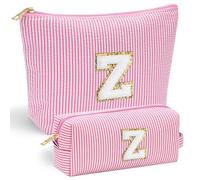 Mateju Einfache Buchstaben Kosmetiktasche, Kulturtasche Damen, Großes Tragbare Kulturbeutel, 2Pcs Make up Tasche, Kosmetiktasche Klein mit Reißverschluss für Tägliche Reisen (Z)