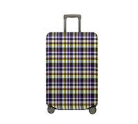 Mateju Elastisch Kofferschutzhülle, Karierter Druck Kofferhülle Gepäck Cover, Waschbare Reisekoffer Hülle Trolley Case Kofferbezug für Koffer von 18-32 Zoll (Blau Gelb,L)