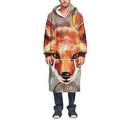 Mateju Kapuzenpullover Decke mit Kapuze, 3D Übergroße Hoodie Sweatshirt Tragbare Decke Hoodie Fronttasche Ultra Plüsch Pullover Weiche Warme (Einheitsgröße(110cm/43in),Fuchs)