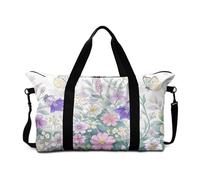 Mateju Reisetasche, 30L Sporttasche mit Abnehmbar Schultergurt,Drucken Blumen, Faltbare Leicht Handgepäck Tasche (Blumen 3,56.5x6.3x12.99cm)