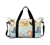 Mateju Reisetasche, 30L Sporttasche mit Abnehmbar Schultergurt,Drucken Katze, Faltbare Leicht Handgepäck Tasche (Katze 4,56.5x6.3x12.99cm)