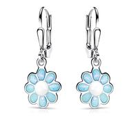 MATERIA Blumen Ohrringe Kinder türkis - 925 Silber Ohrhänger Mädchen Hänger Blüte Emaille SO-400-Türkis
