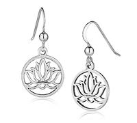 MATERIA by Matthias Wagner Lotus Ohrringe Silber 925 rund hängend - Damen Blumen Ohrhänger SO-59