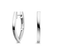 MATERIA Creolen Hochglanz Silber 925 Damen - Ohrringe spitz oval Klapp-Creolen SO-188