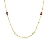 Materia Damen Kette Silber 925 vergoldet mit Edelsteine rechteckig CO-55