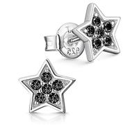 MATERIA Damen Ohrstecker schwarz Stern Silber 925 mit Zirkonia SO-443-Schwarz