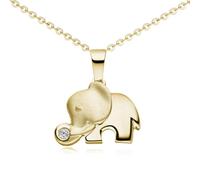 MATERIA Elefant Anhänger mit Halskette gold kein - 925 Silber vergoldet mit Zirkonia KA-99-Gold_K143