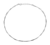 MATERIA Halskette Frauen Halsreif Silber 925 - Damen Collier Tonda Kette 2-Strang 42-46cm rhodiniert in Collieretui CO-28