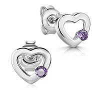 Materia Herz Ohrstecker Silber 925 Mädchen Zirkonia lila SO-266-Lila