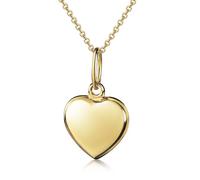 Materia Herzkette Gold 375 Damen Mädchen 1,1g - kleiner Herz Anhänger mit Kette Goldkette 42cm in Schmuck Etui GKA-5