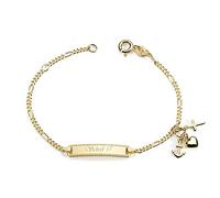 MATERIA Kinder-Armband mit Gravur gold - 925 Silber Armkette Kreuz Herz Anker vergoldet SA-133-Schrifttyp 17