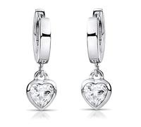 Materia Kinder Ohrringe Echt Silber Creolen mit Herzen weiß 18x2mm für Mädchen SO-389-Weiß