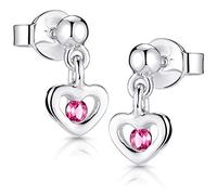 MATERIA Kinder Ohrstecker Herz pink - Mädchen Ohrringe Silber 925 Stecker SO-402-Pink
