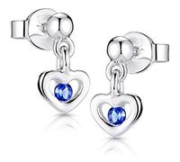 MATERIA Kinderohrringe blau Echt Silber 925 - Mädchen Ohrstecker Herz Zirkonia SO-402-Blau